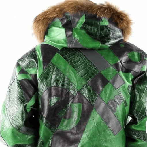 Pelle Pelle Mens Abstract Pattern Green Leather Jacket