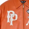 American Bruiser Men's Pelle Pelle MB Plush Orange Leather Jacket