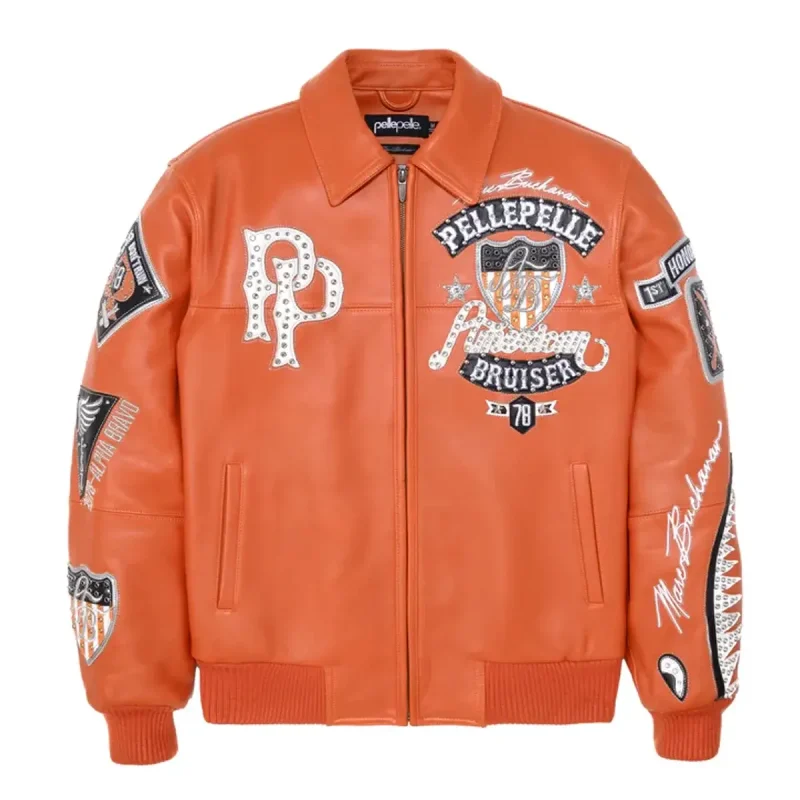 Pelle Pelle Marc Buchanan Orange American Bruiser Mens Leather Jacket