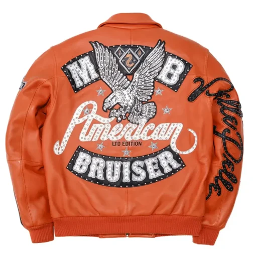 American Bruiser Men's Pelle Pelle Marc Buchanan Plush Orange Top Grain Leather Jacket