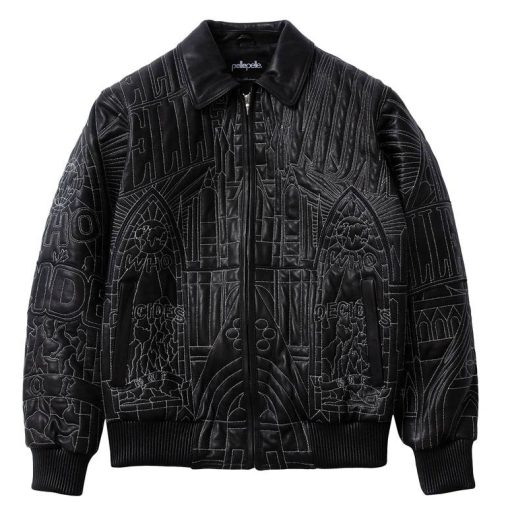 Black Pelle Pelle Who Decides War Bomber Real Leather Jacket