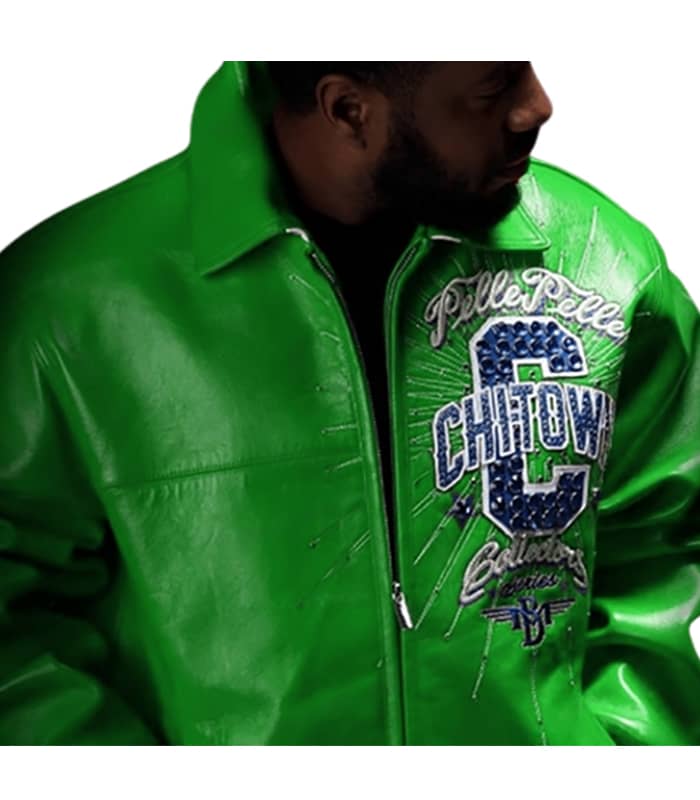 Chi-Town Pelle Pelle Green Leather Jacket - PellePelle
