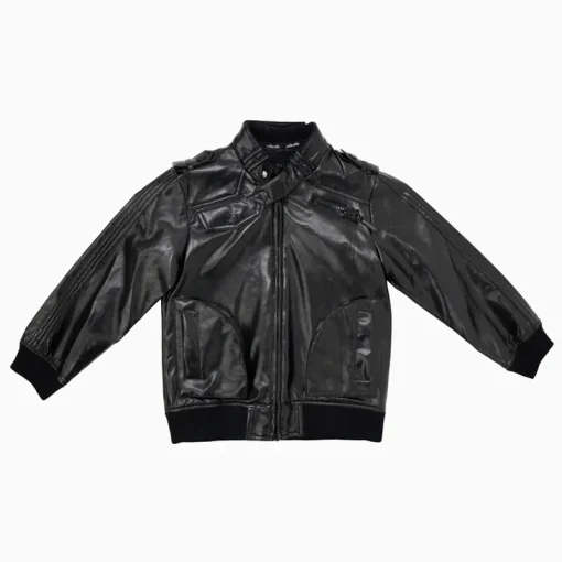 Kid's Pelle Pelle Black Multi Pocket Leather Jacket
