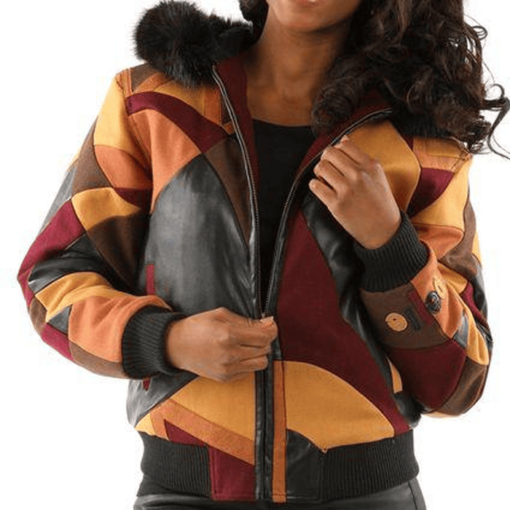 Ladies Pelle Pelle Brown Wool Abstract Jacket