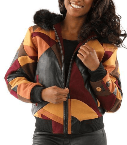 Ladies Pelle Pelle Brown Wool Abstract Jacket