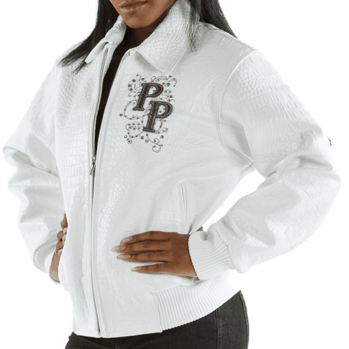 Ladies Pelle Pelle Shoulder Crest White Leather Jacket