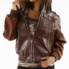 Ladies Pelle Pelle Mb Bomber Brown Leather Jacket