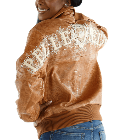 Ladies Pelle Pelle Shoulder Crest Brown Leather Jacket