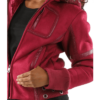 Ladies Pelle Pelle Winged Pink Jacket With Detachable Fur Hood