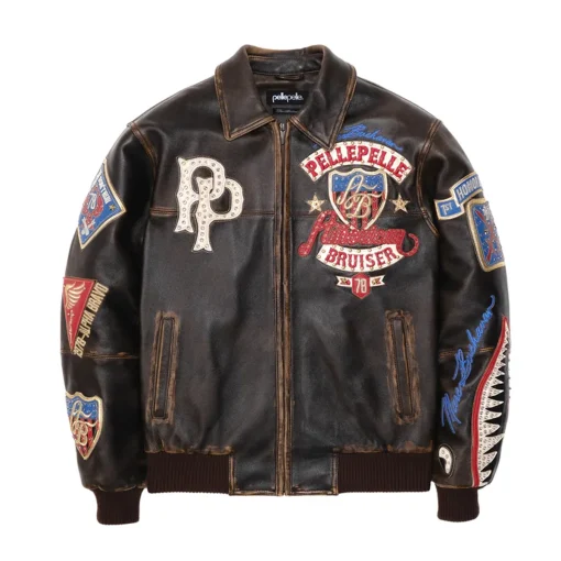 Marc Buchanan Pelle Pelle American Bruiser Men’s Distress Brown Leather Jacket