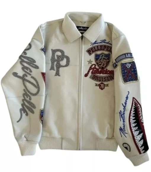 Marc Buchanan Pelle Pelle Men's American Bruiser Plush Cream Genuine Leather Jacket