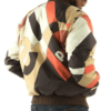 Men Brown Abstract Pelle Pelle Bomber Jacket