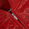 Men Red Pelle Pelle Chicago Quilted Leather Jacket