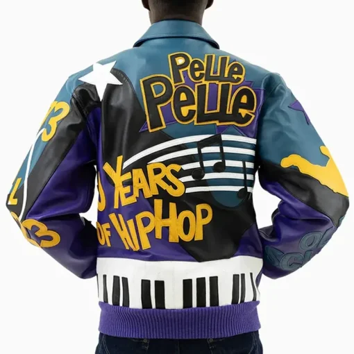 Men’s Pelle Pelle 50 Years of Hip Hop Rap Blue Real Leather Jacket