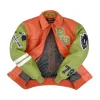Mens Pelle Pelle Chief Keef Men's Orange and Green Real Leather Jacket