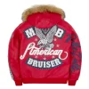 Men's Pelle Pelle Marc Buchanan American Bruiser Plush Red Fur Hooded Full Grain Leather Jacket