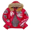 Men's Pelle Pelle Marc Buchanan American Bruiser Plush Red Fur Hooded Leather Jacket