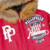 Men's Pelle Pelle Marc Buchanan American Bruiser Plush Red Fur Hooded Real Leather Jacket