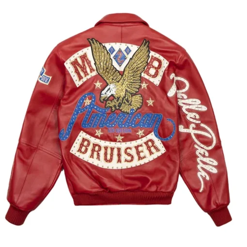 Men's Pelle Pelle Marc Buchanan American Bruiser Plush Red Genuine Leather Jacket