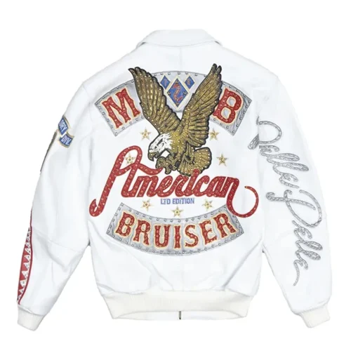 Men's Pelle Pelle Marc Buchanan American Bruiser Plush White Leather Jacket