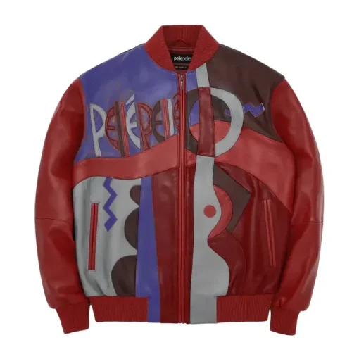 Men’s Pelle Pelle Vintage Red and Purple Picasso Genuine Leather Jacket