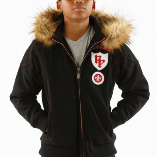 Pelle Pelle 1978 Black Fur Hooded Jacket Front