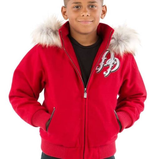 Pelle Pelle 1978 Born Free Heritage Red Fur Hooded Kids Jacket Front