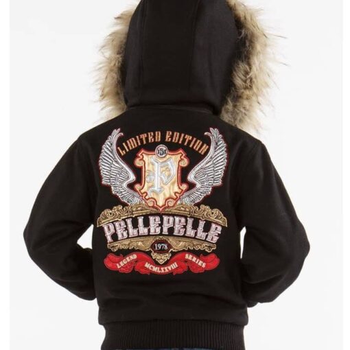 Pelle Pelle 1978 Legend Series Black Fur Hooded Kids Jacket Back