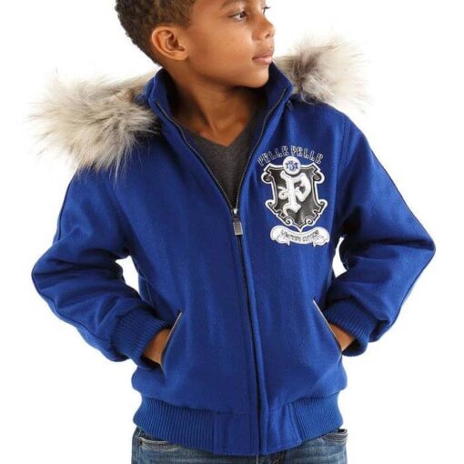Pelle Pelle 1978 Legend Series Blue Fur Hooded Kids Jacket Front