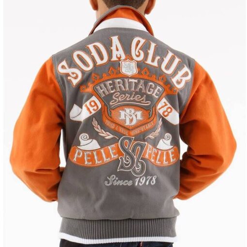 Pelle Pelle 1978 Soda Club Heritage Series Grey and Orange Kids Jacket Back