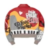 Pelle Pelle 50 Years of Hip Hop Rap Red and Grey Crop Leather Jacket For Women’s