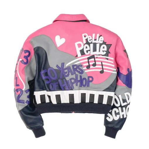 Pelle Pelle 50 Years of Hip Hop Rap Women’s Pink Crop Leather Jacket