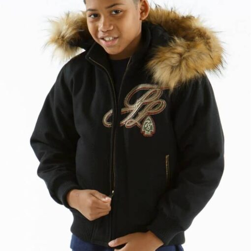 Pelle Pelle 78 Trail Blazer Fur Hooded Kids Black Jacket