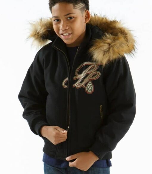 Pelle Pelle 78 Trail Blazer Fur Hooded Kids Black Jacket