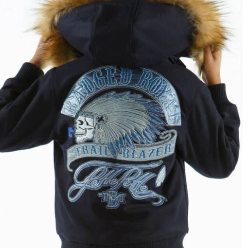 Pelle Pelle 78 Trail Blazer Fur Hooded Kids Navy Jacket Back