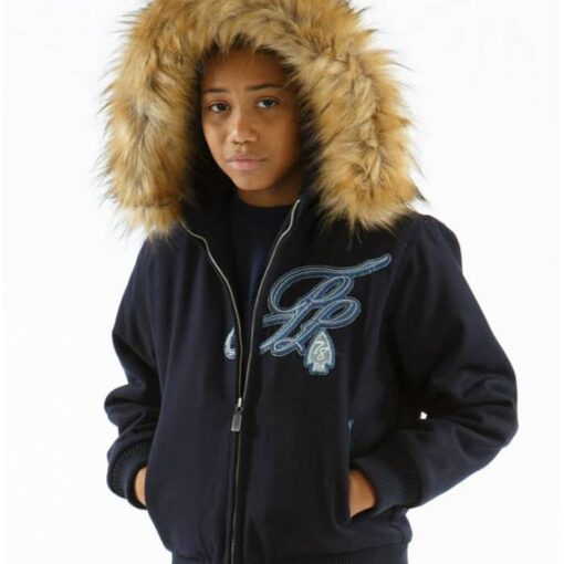Pelle Pelle 78 Trail Blazer Fur Hooded Kids Navy Jacket Front
