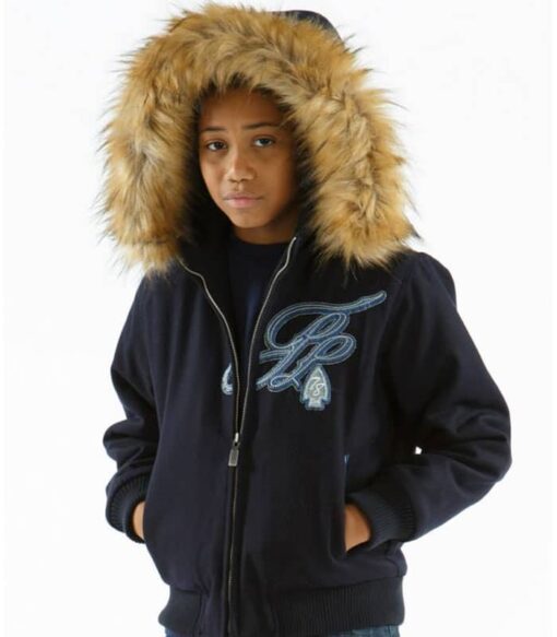 Pelle Pelle 78 Trail Blazer Fur Hooded Kids Navy Jacket Front