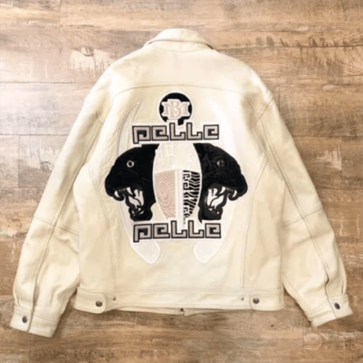 Pelle Pelle Cream Back Embroidery Leather Jacket