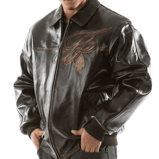 Pelle Pelle Badged Royal Black Leather Jacket