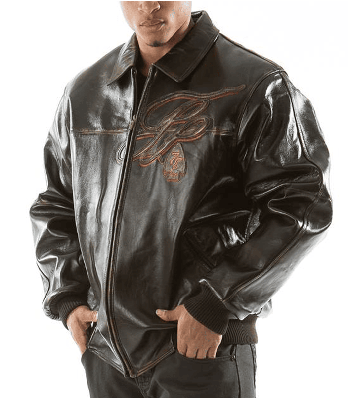 Pelle Pelle Badged Royal Black Leather Jacket