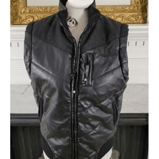 Pelle Pelle Black Faux Leather Puffer Vest