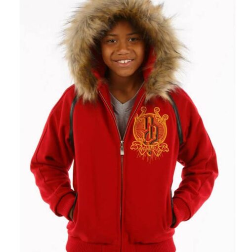 Pelle Pelle Red Fur Hooded Kids Jacket