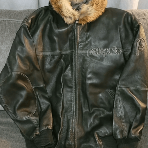 Pelle Pelle Black Fur Hooded Leather Jacket