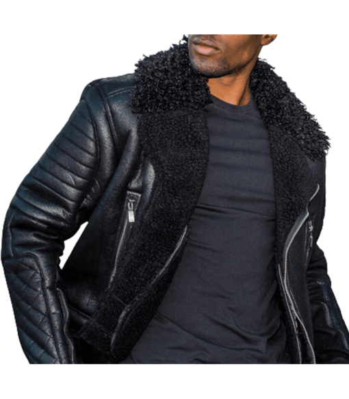 Pelle Pelle Black Leather Fur Collar Coat