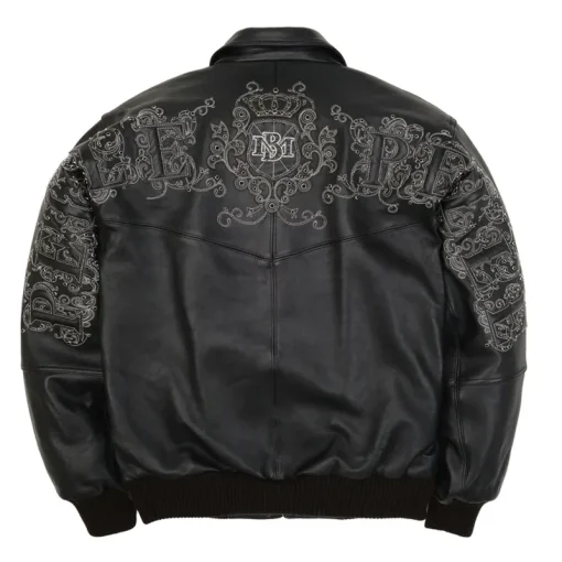Pelle Pelle Black Men's Shoulder Crest Leather Jacket