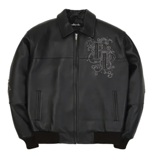 Pelle Pelle Black Men's Shoulder Crest Leather Jacket