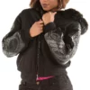 Pelle Pelle Black Script Studded Wool With Hooded Jacket
