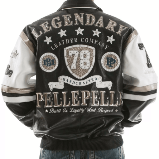 Pelle Pelle Black White Encrusted Studded Leather Jacket