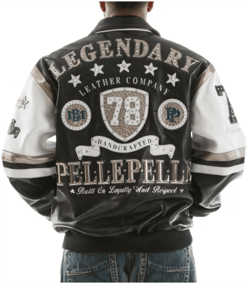 Pelle Pelle Black White Encrusted Studded Leather Jacket - PellePelle