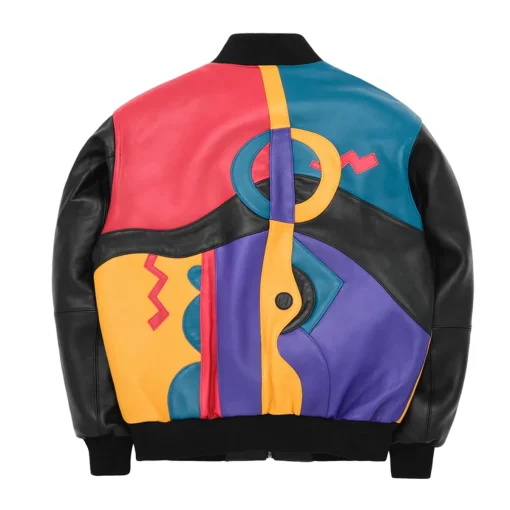 Pelle Pelle Black and Multi Picasso Leather Jacket For Men's